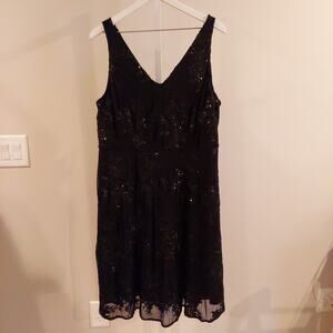 Torrid Black Skater Dress Size 16 Sequin Sleeveless Zip Back Little Black Dress